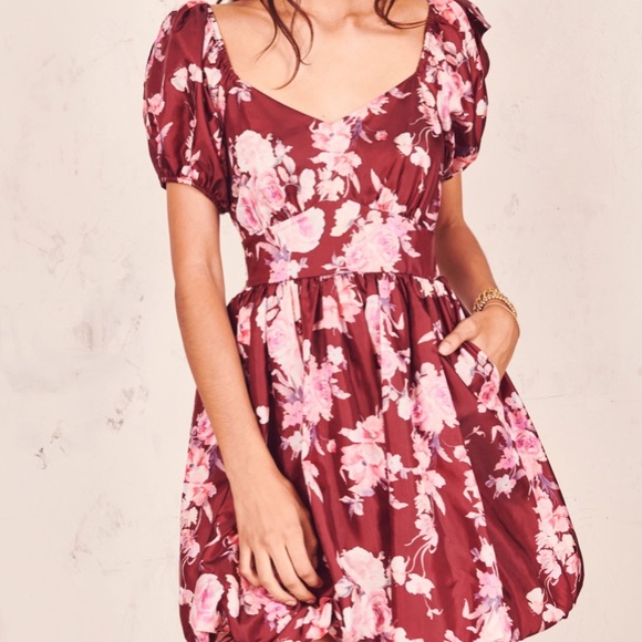 UFT/UFS Hansel Puff Sleeve Dress Oxblood - Picture 7 of 10